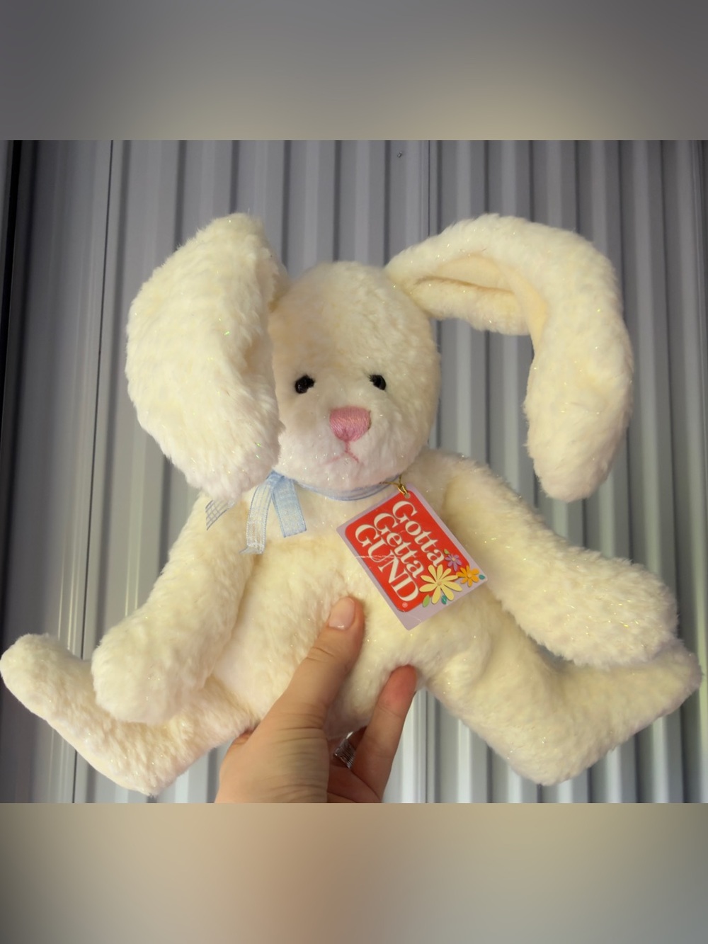 Gotta Getta Gund Plush Bunny Rabbit Cream White Glitter Ears New With Tags